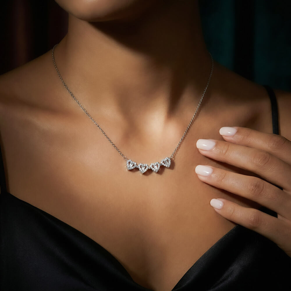 Magnetic Hearts Clover Pendant Necklace