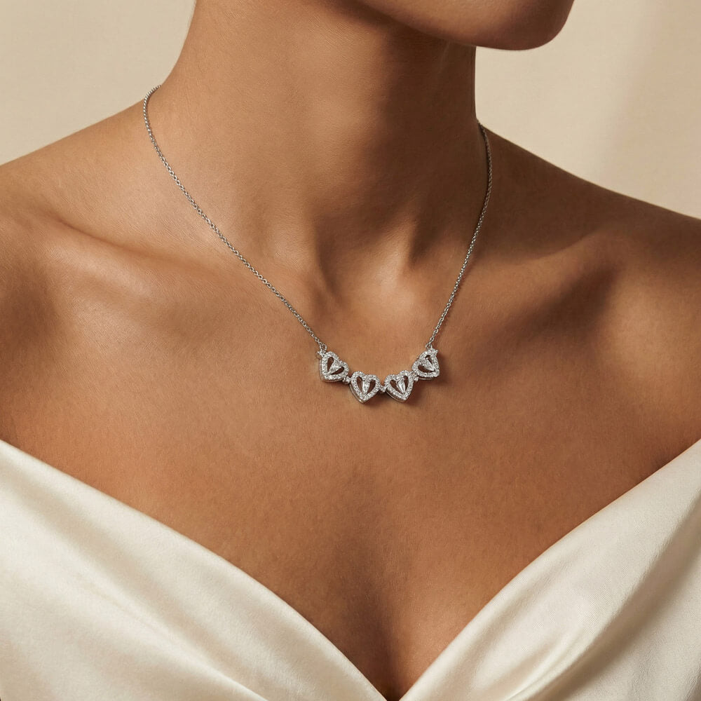 Magnetic Hearts Clover Pendant Necklace