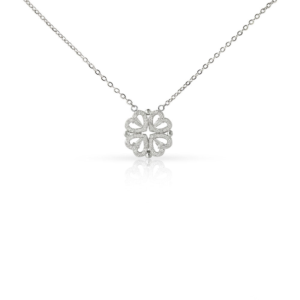 Magnetic Hearts Clover Pendant Necklace