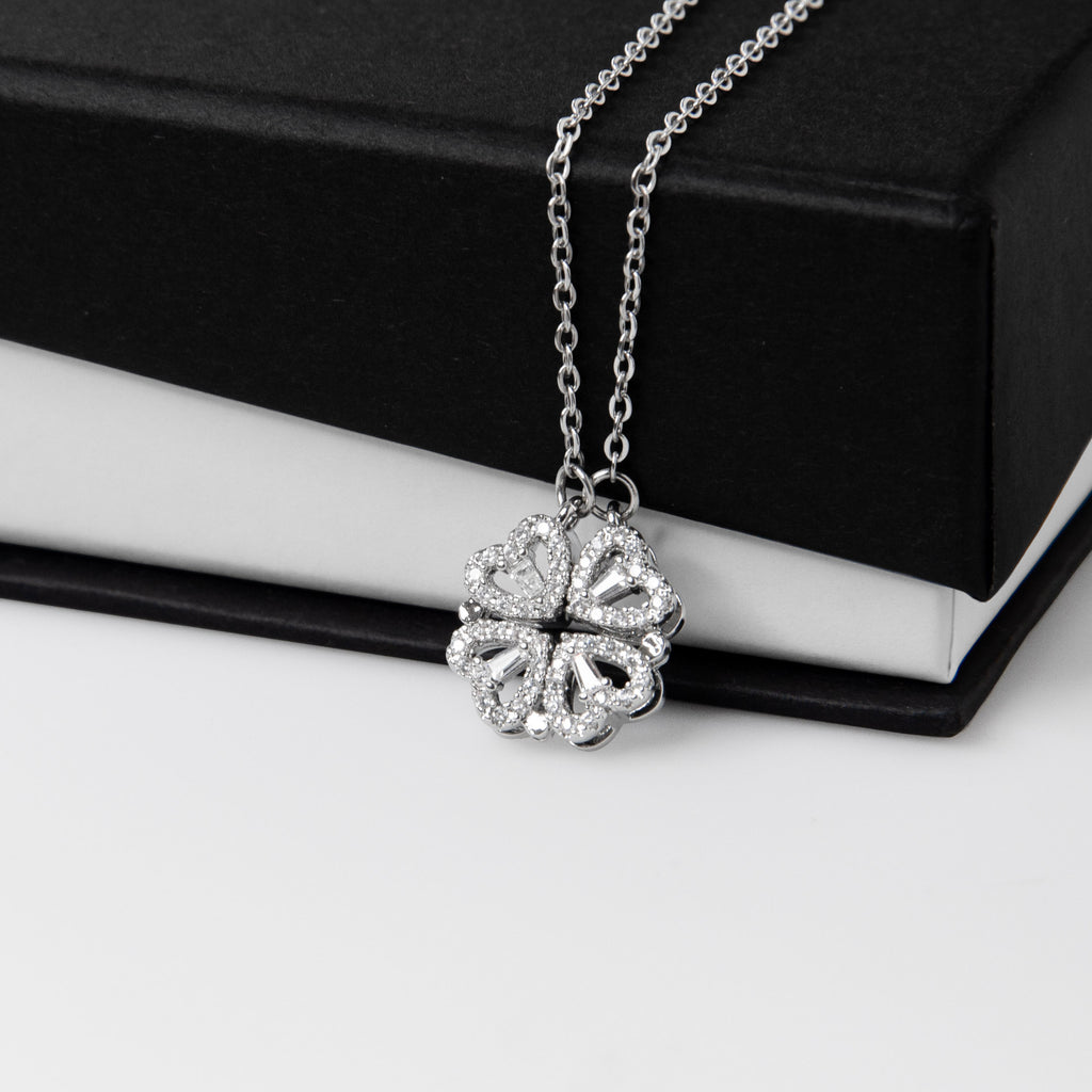 Magnetic Hearts Clover Pendant Necklace