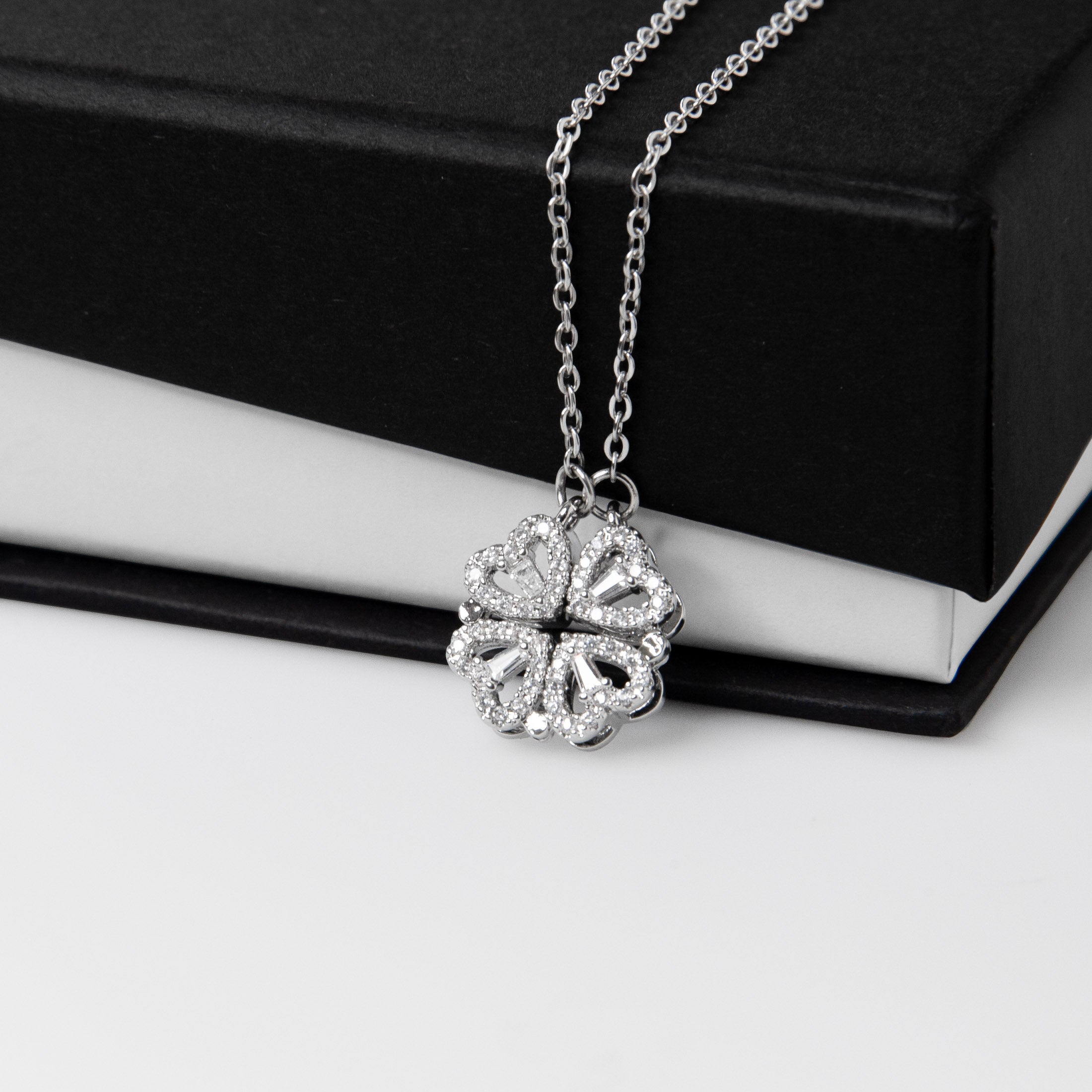 Magnetic Hearts Clover Pendant Necklace