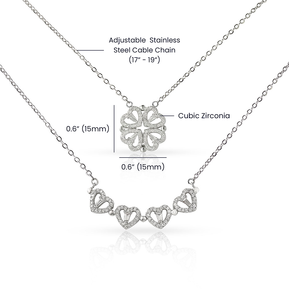 Magnetic Hearts Clover Pendant Necklace