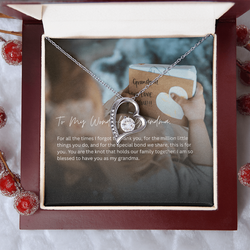 Grandma Heart Pendant Necklace with CZ Crystal