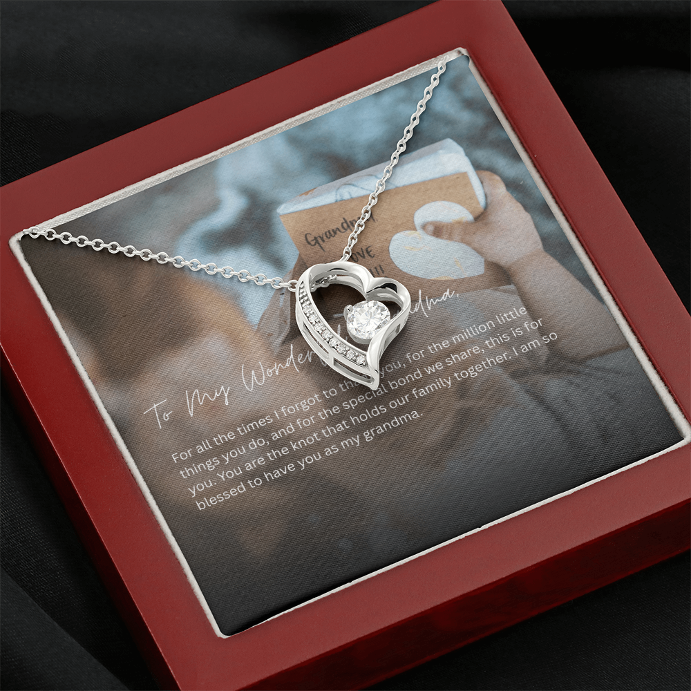 Grandma Heart Pendant Necklace with CZ Crystal