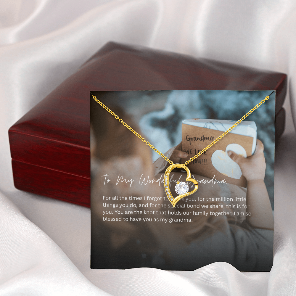 Grandma Heart Pendant Necklace with CZ Crystal