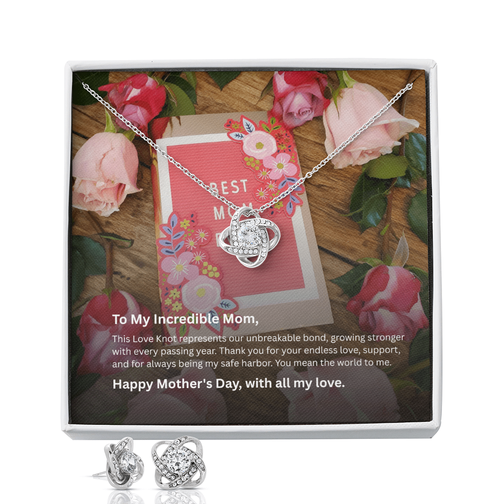 Love Knot Necklace & Earring Gift Set – Mother's Day