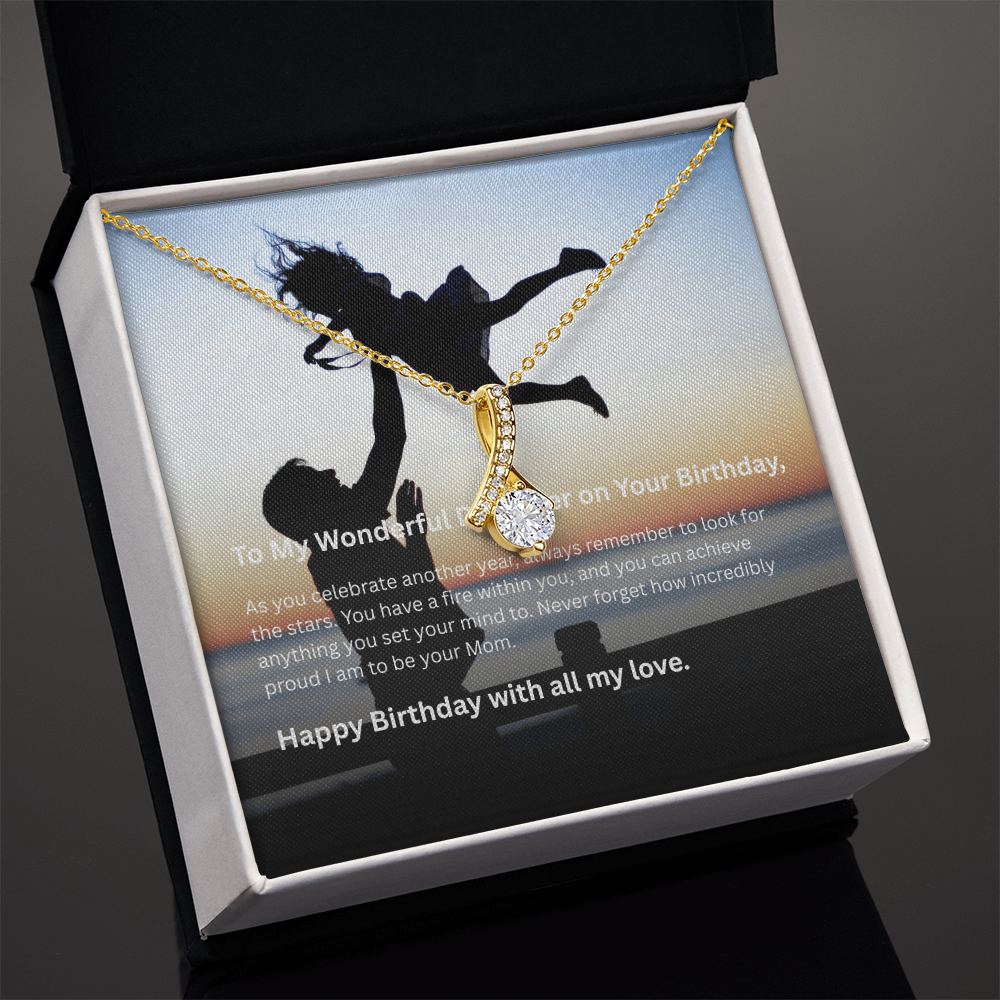 Alluring Ribbon Pendant Necklace for Daughter Birthday