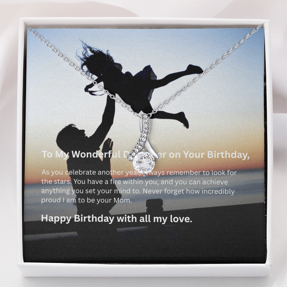 Alluring Ribbon Pendant Necklace for Daughter Birthday