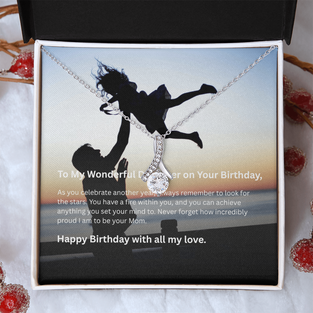 Alluring Ribbon Pendant Necklace for Daughter Birthday