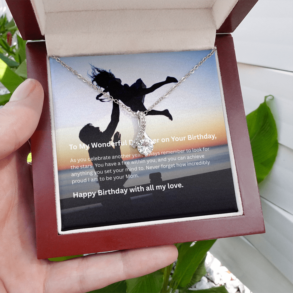 Alluring Ribbon Pendant Necklace for Daughter Birthday
