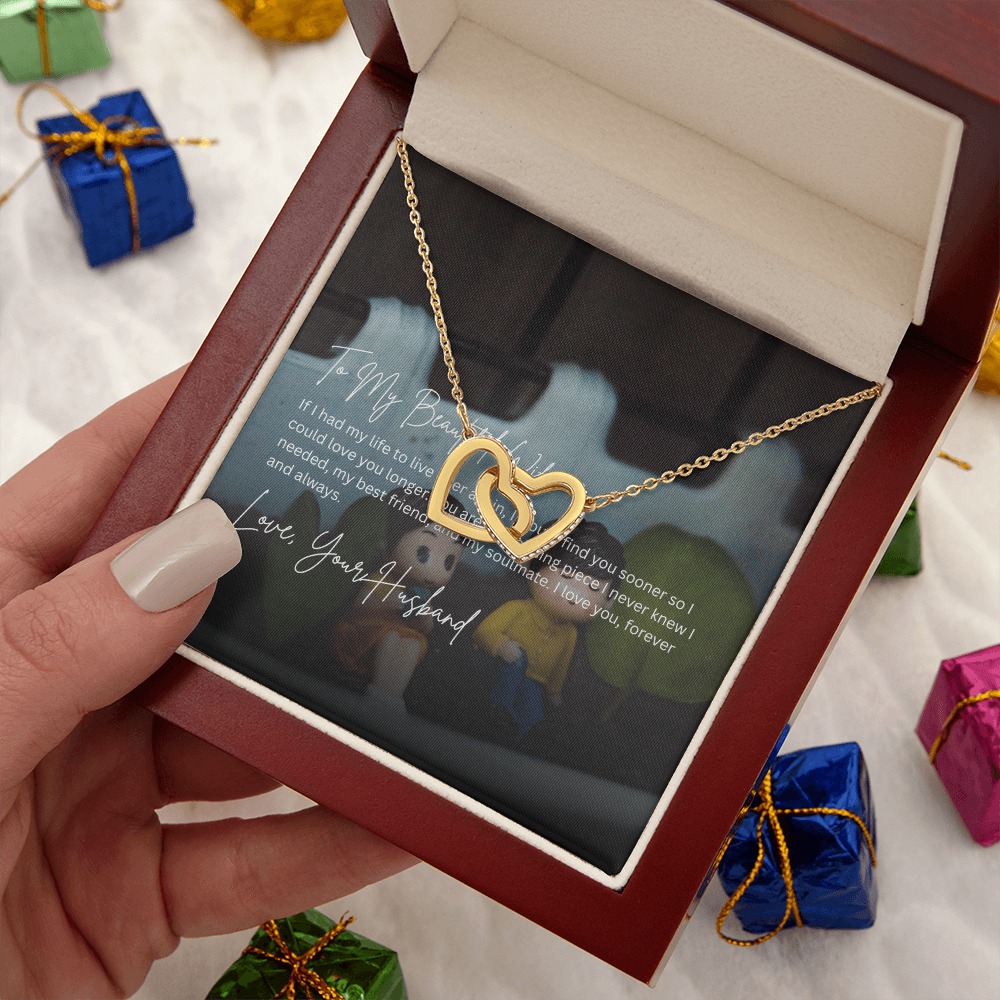 Interlocking Hearts Wife Necklace from Husband