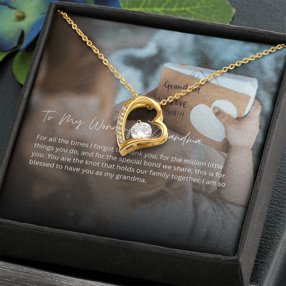 Grandma Heart Pendant Necklace with CZ Crystal